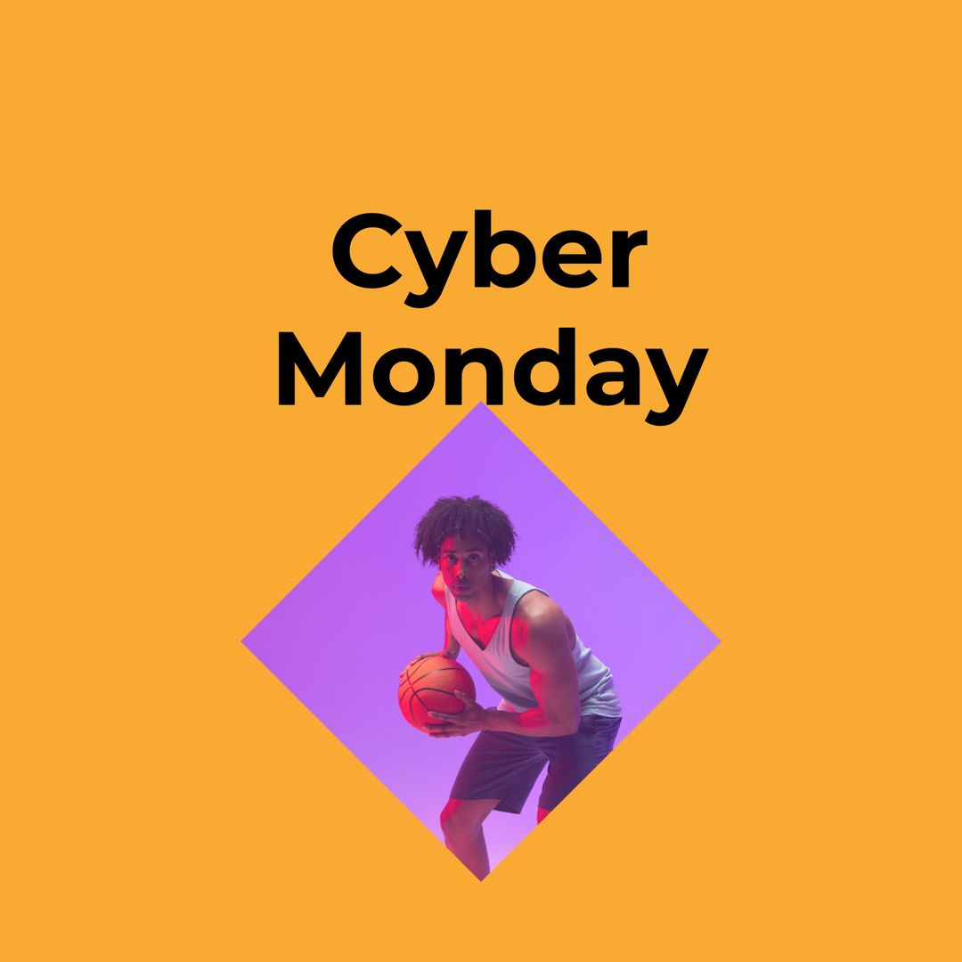 Cyber Monday Advertisement with Basketball Player - Download Free Stock Templates Pikwizard.com