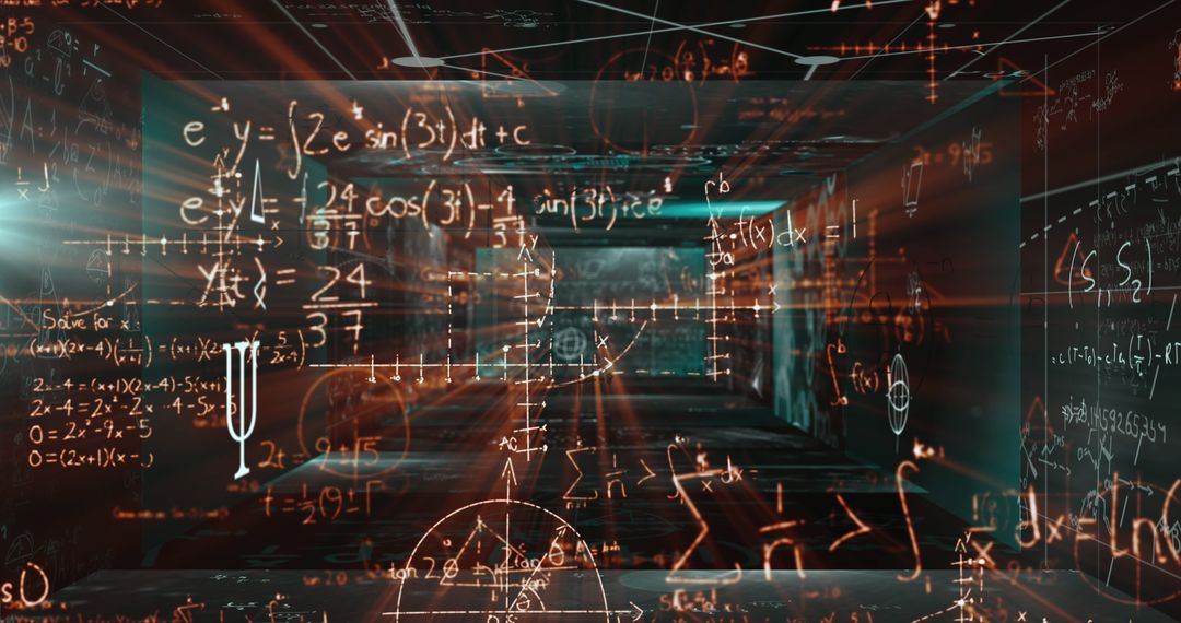 Futuristic Mathematical Equations in Digital Space