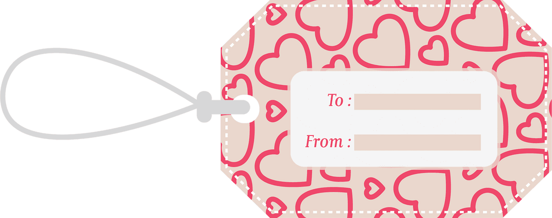 Heart Patterned Gift Tag Design with Transparent Background