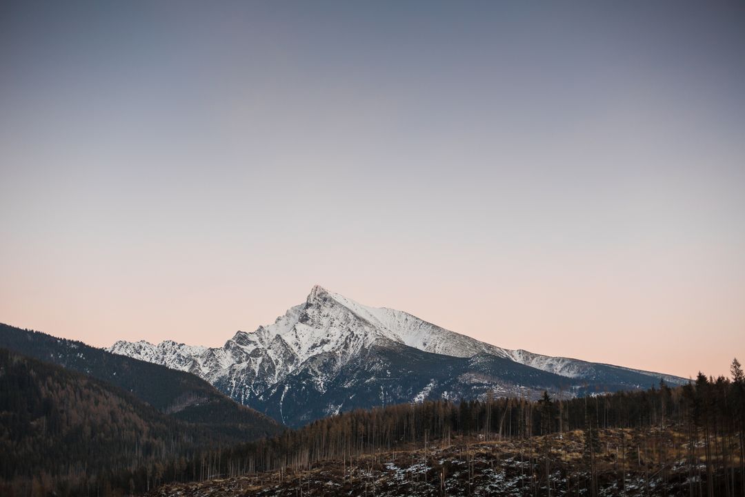 Snow-capped Mountain Peak at Sunrise with Clear Sky
