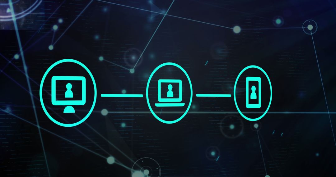 Abstract Digital Network with Icons and Light Trails