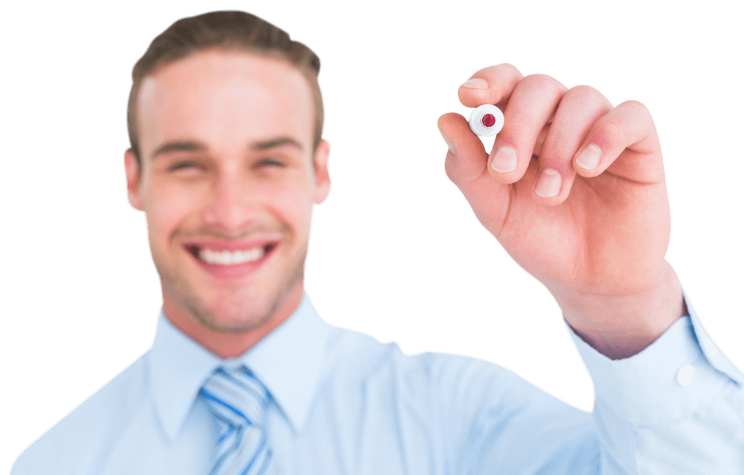 Transparent Background Businessman Writing Marker Concept