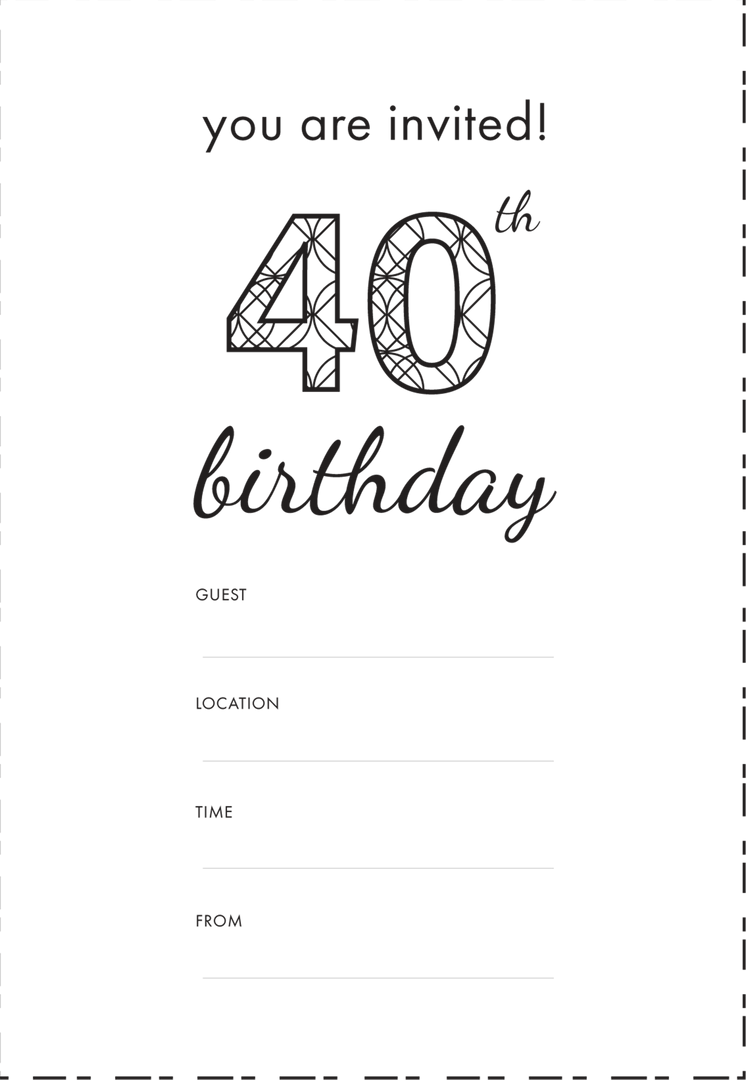 40th Birthday Invitation on Transparent Background - Download Free Stock Images Pikwizard.com