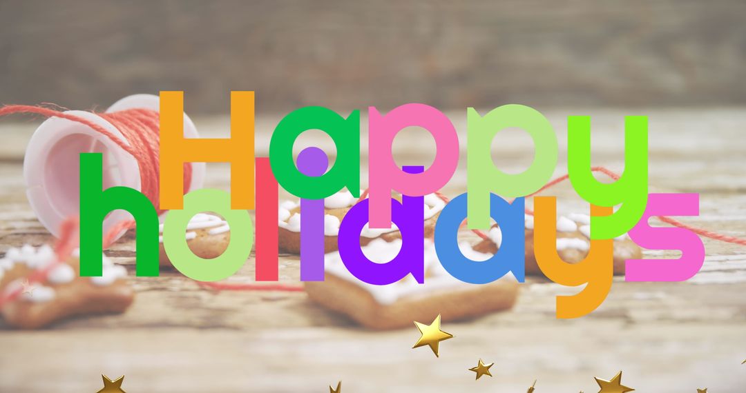Colorful Happy Holidays Banner with Festive Background