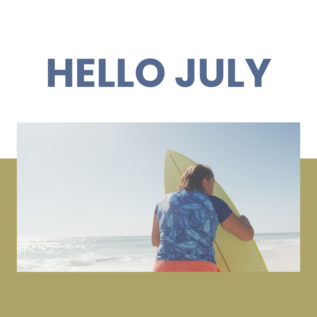 Welcome July: Surfer Embracing Sunny Beach Days