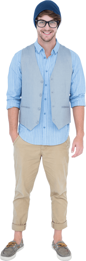 Cheerful Young Man in Casual Stylish Outfit with Transparent Background