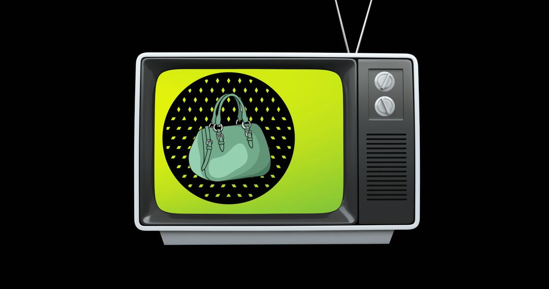 Handbag Icon Displayed on Retro Television Screen - Free Images, Stock Photos and Pictures on Pikwizard.com