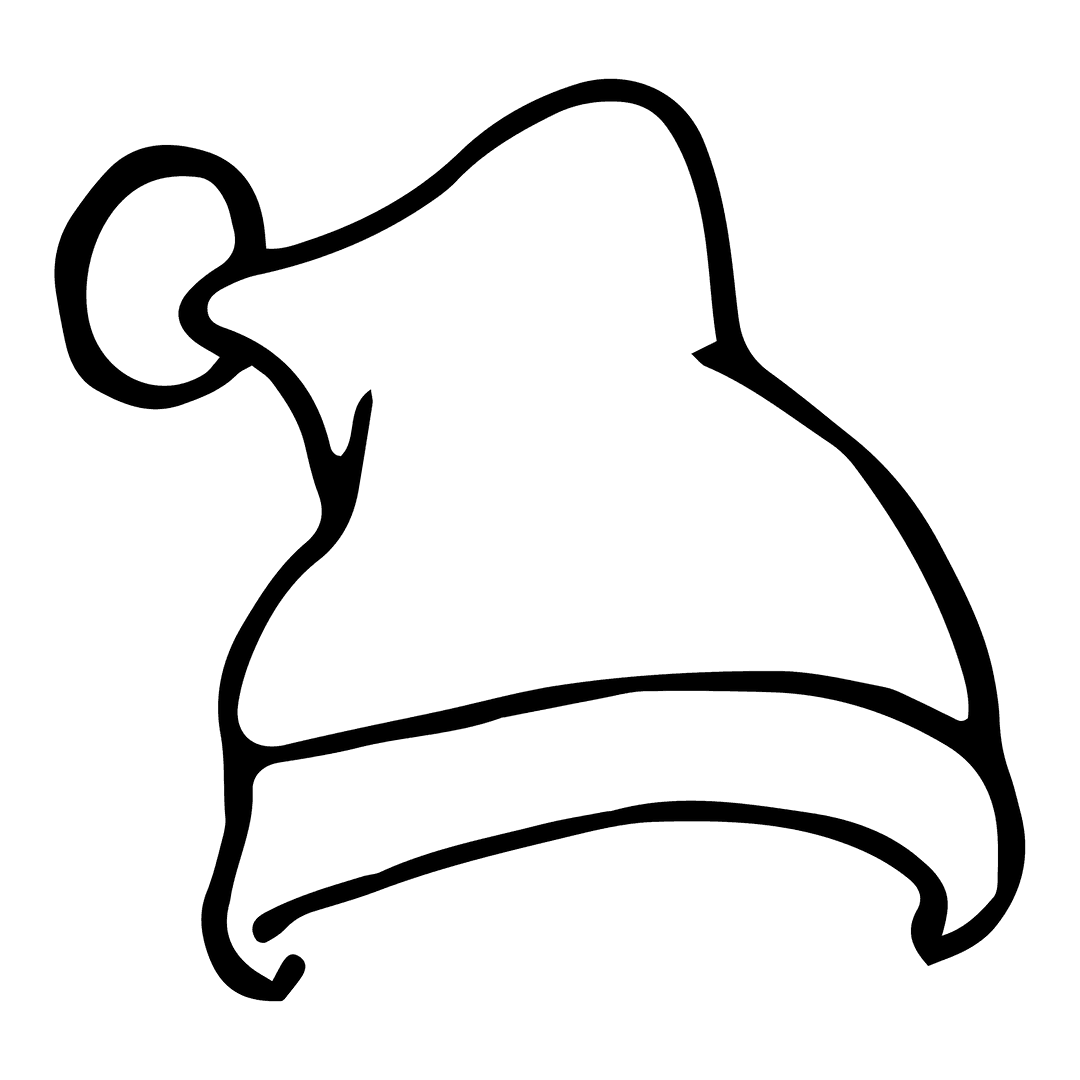 Digital Santa Hat Vector with Pom Pom on Transparent Background