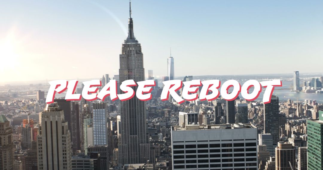 Retro Text Messenger Overlooking Bustling Big City Skyline