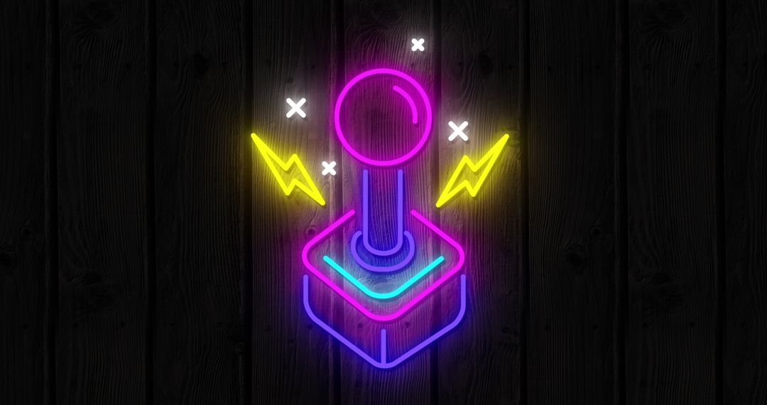 Retro Neon Joystick Design With Colorful Interactive Elements