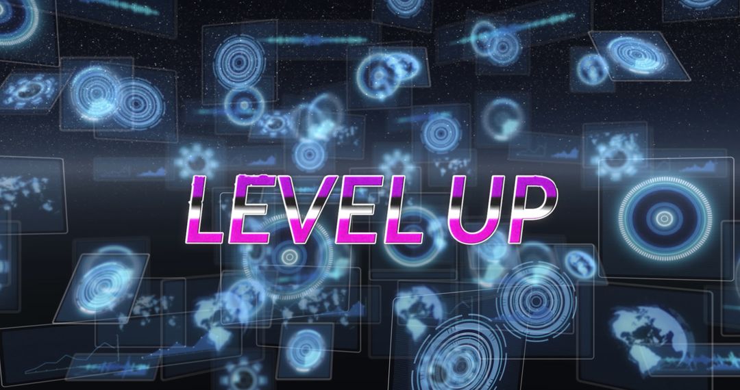 Futuristic Technology Concept with Level Up Graphic