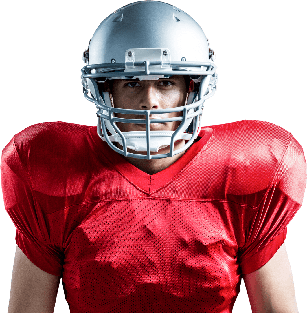 Transparent Portrait of American Football Player in Red Jersey