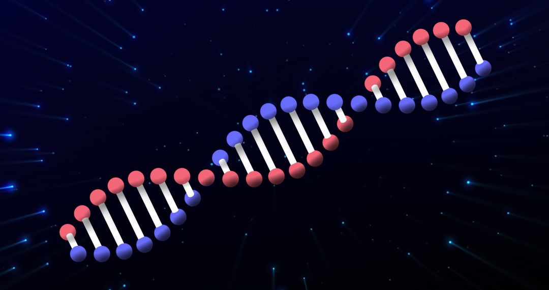 Rotating DNA Structure in Abstract Scientific Landscape