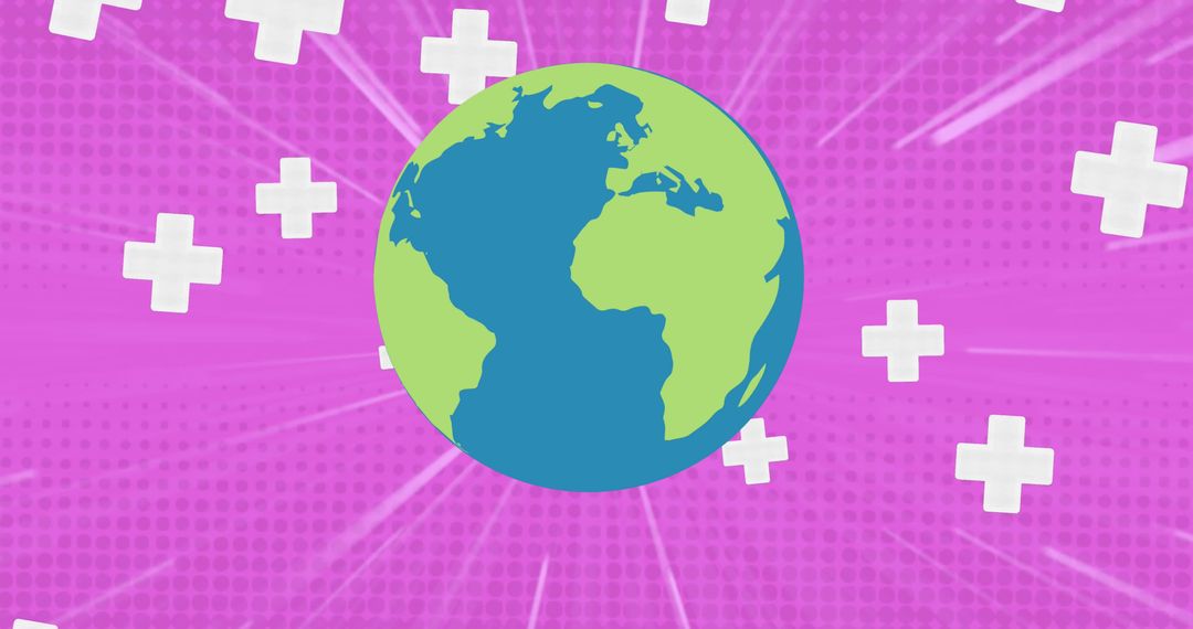 Creative Globe with Cross Symbols on Pink Background