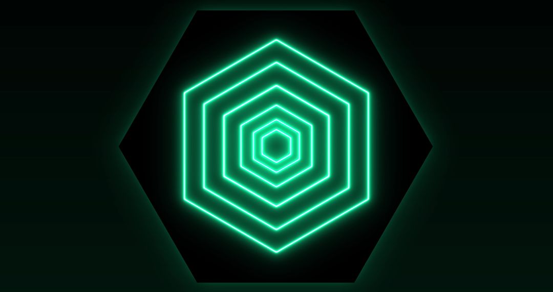 Glowing Green Hexagons in Geometric Formation