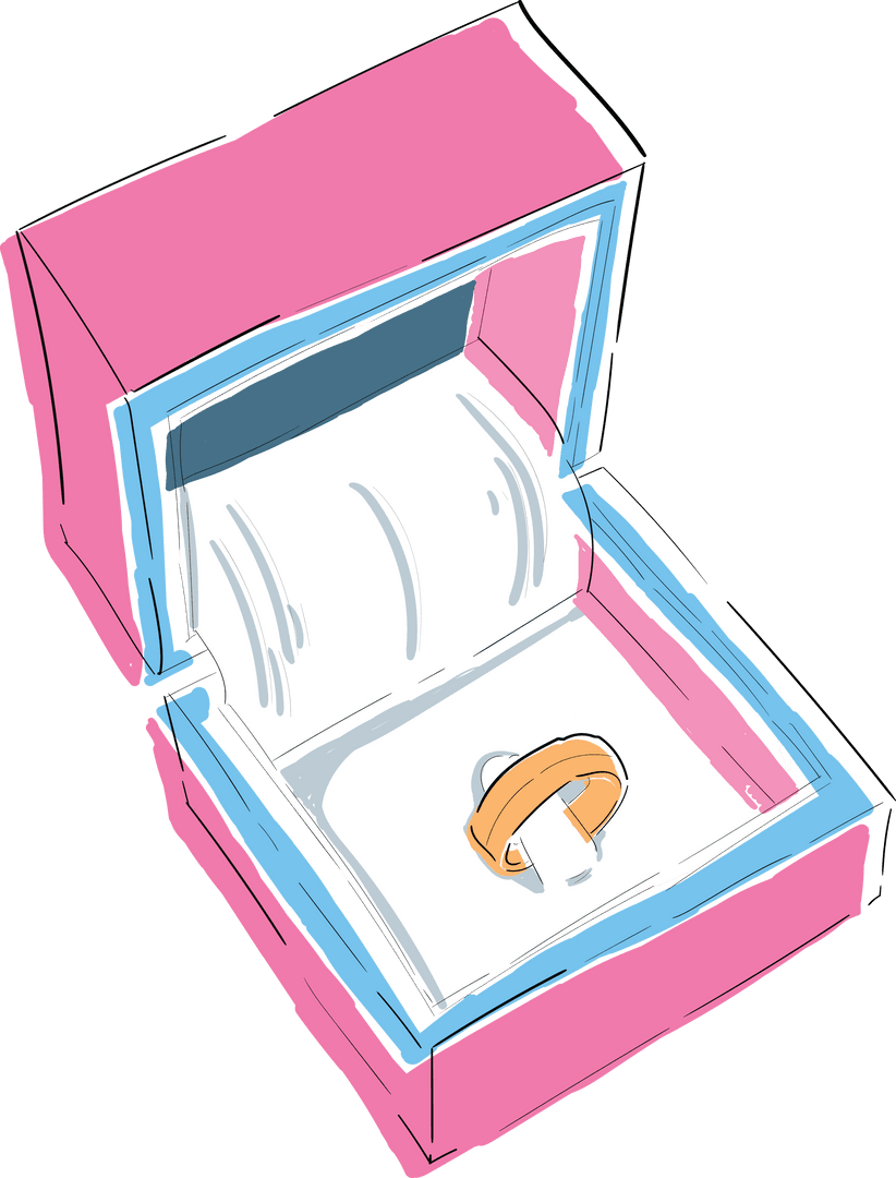 Transparent Box with Engagement Ring Illustration