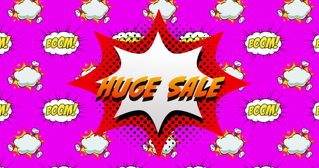 Comic Style Huge Sale Background with Speech Bubbles