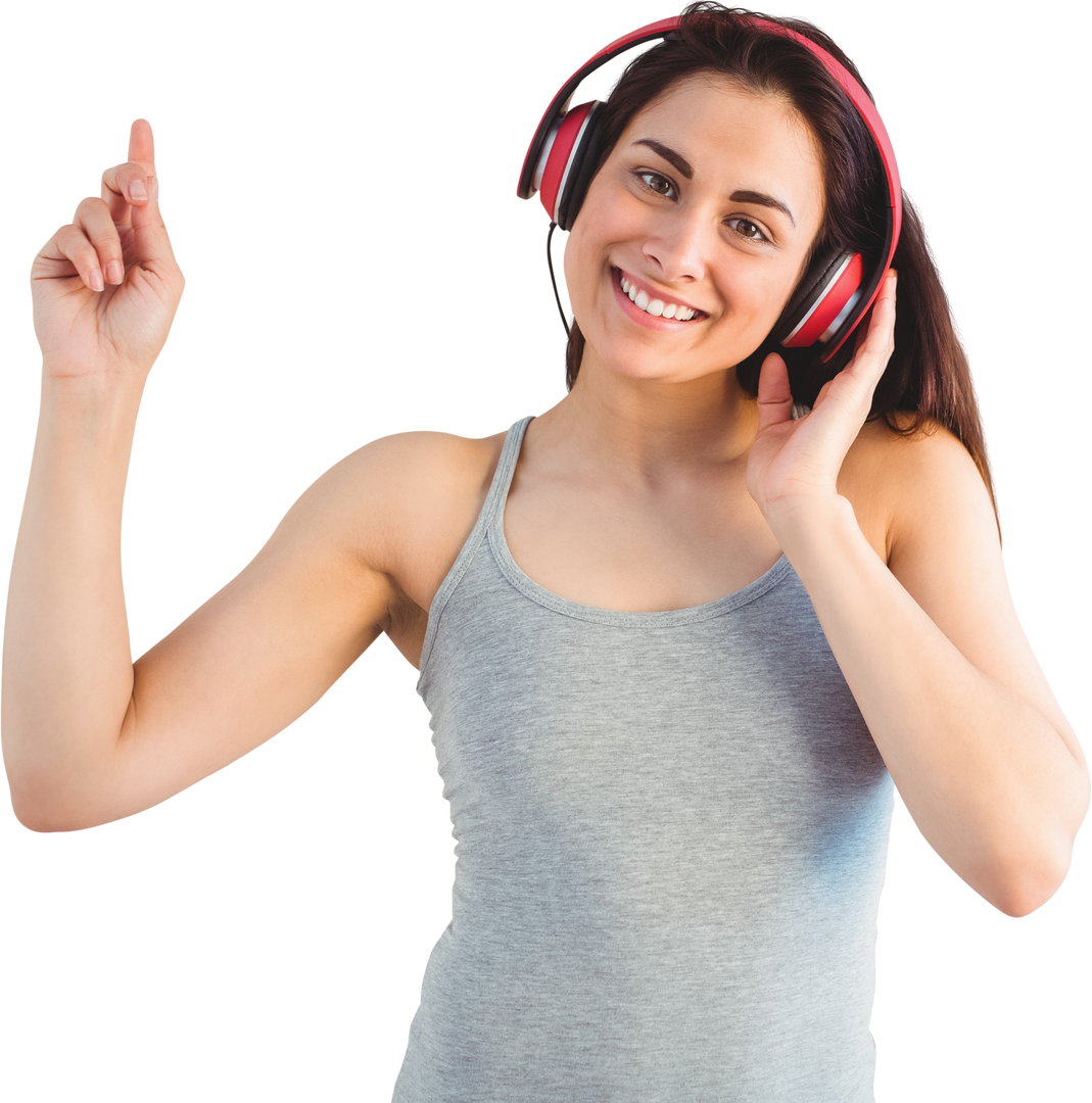 Happy Woman Listening Music Through Headphones Transparent Background - Download Free Stock Images Pikwizard.com