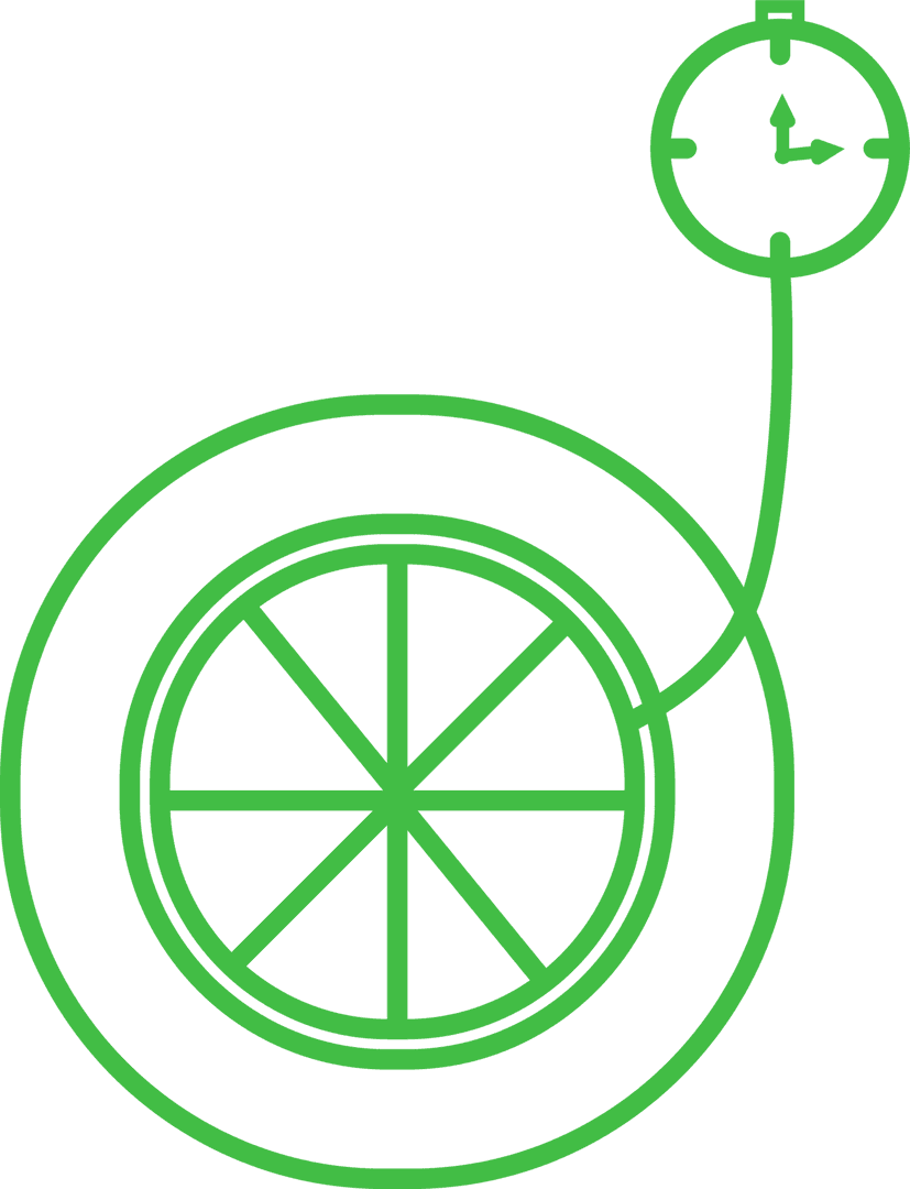 Transparent Green Shapes with Clock on Crisp Background