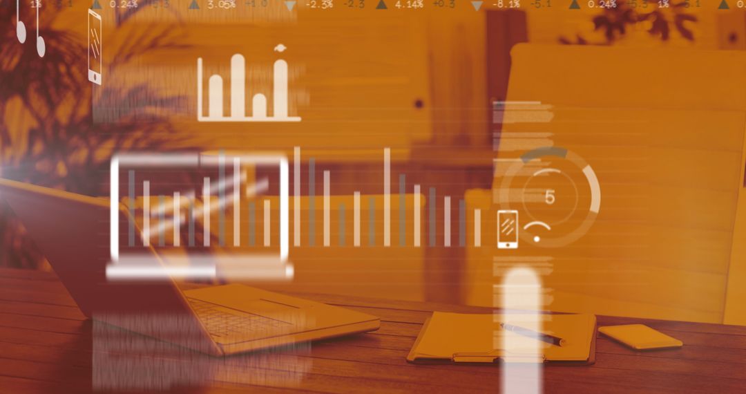 Digital Interface Overlay with Laptop for Business