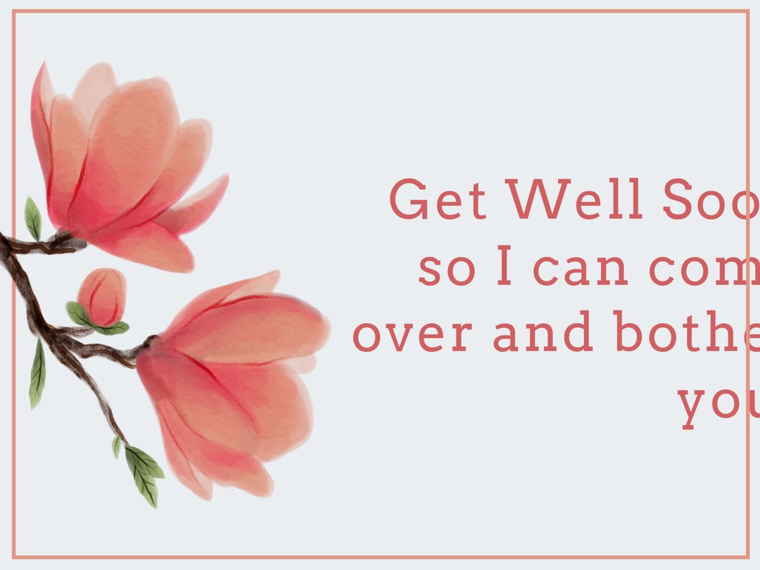 Get Well Soon Card with Pink Blossom Humor