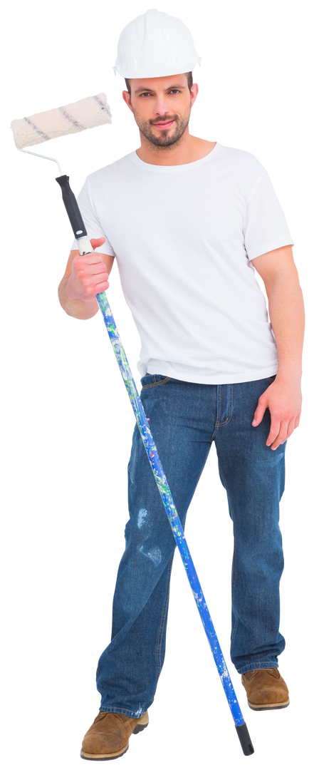 Transparent Background Handyman Painter Holding Paint Roller - Download Free Stock Images Pikwizard.com