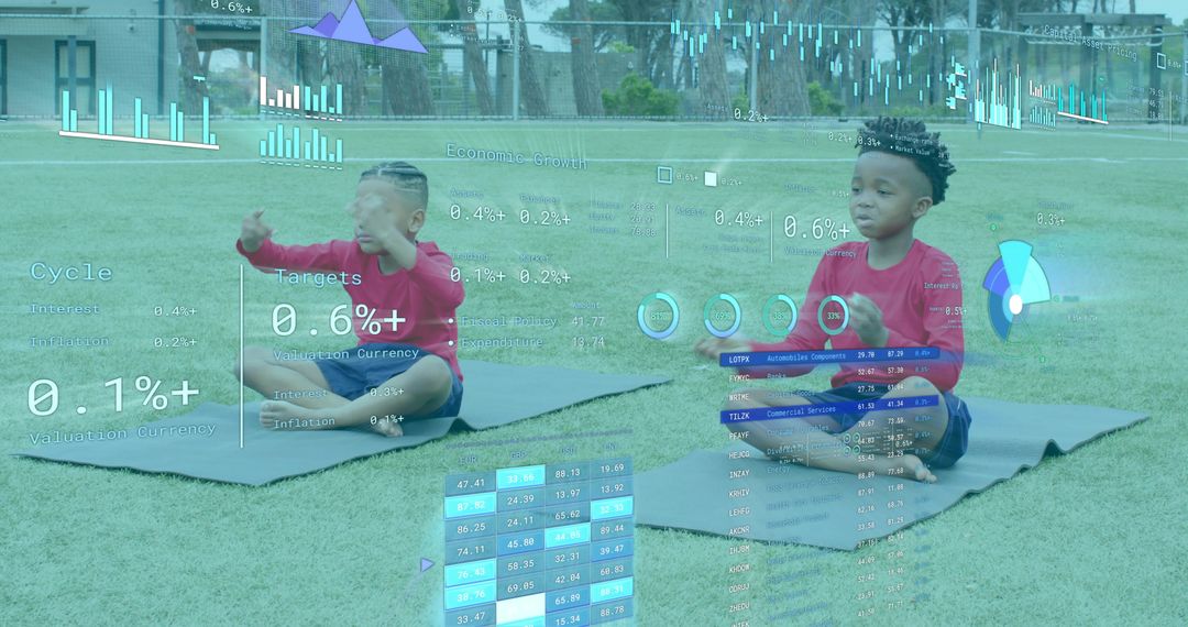 Modern Learning: Boys Engaged with Interactive Ar Data Outdoors