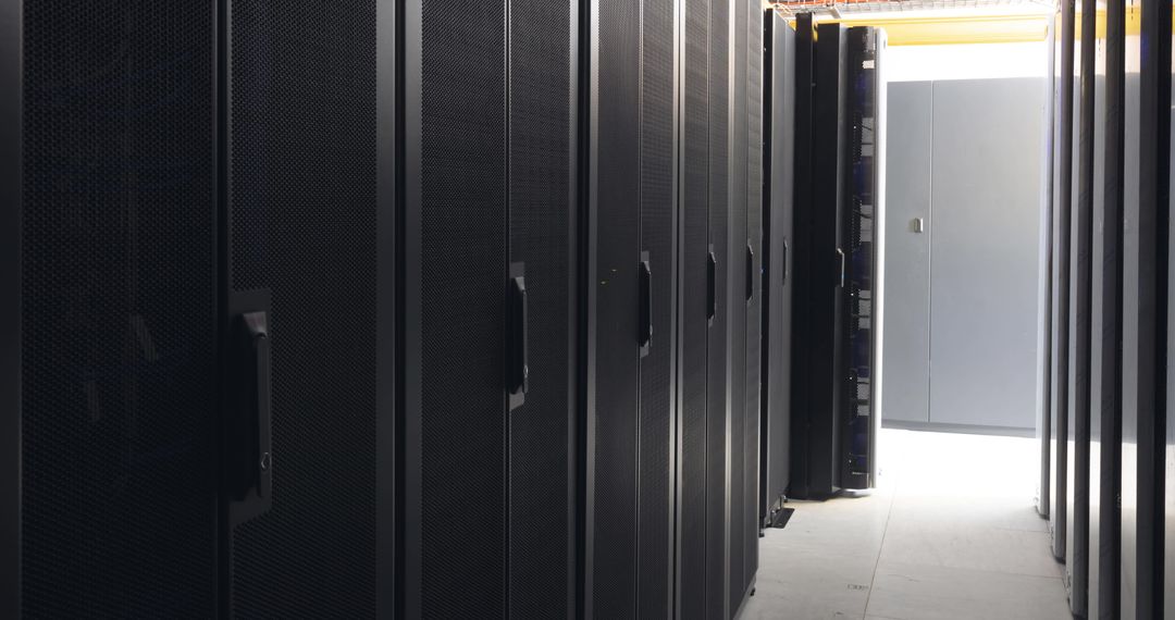 Modern Data Center Corridor with Server Racks
