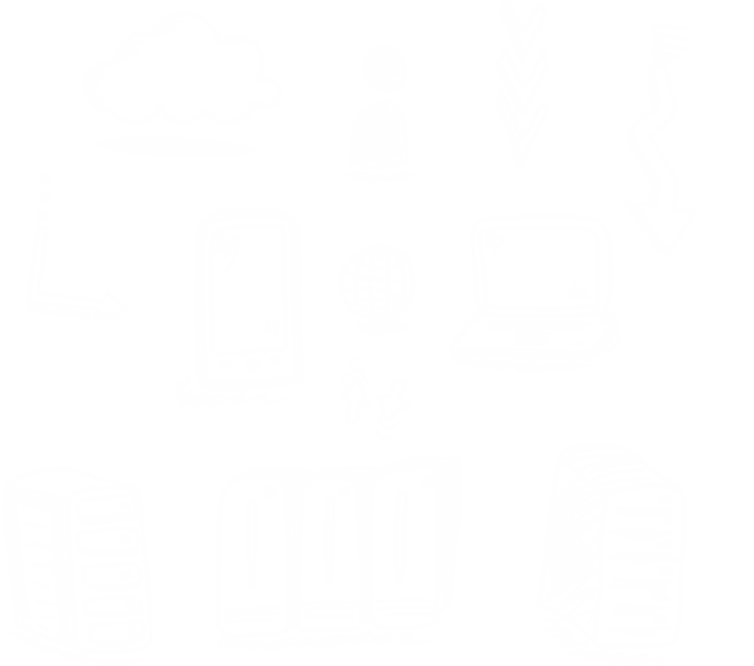 Hand-Drawn Technology Icons on Transparent Background