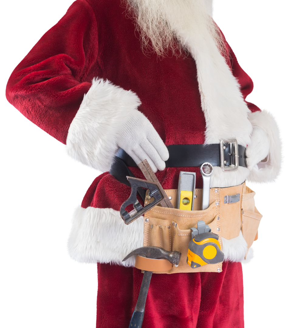 Santa Claus Wearing Tool Belt Over Red Suit - Download Free Stock Images Pikwizard.com