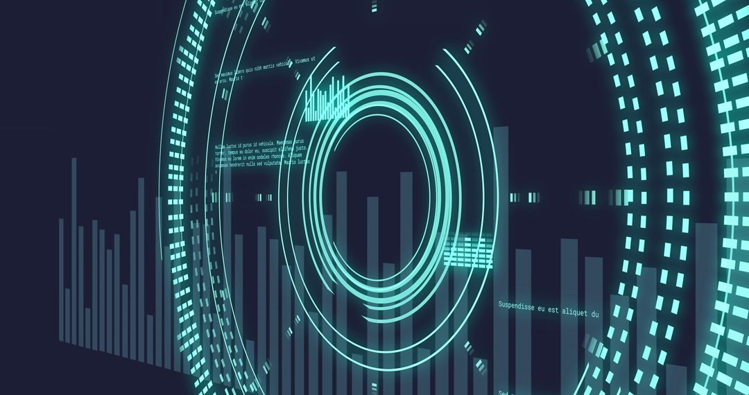 Neon Futuristic Data Interface with Digital Scanner