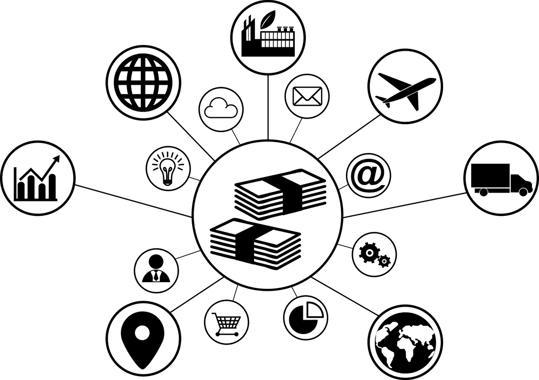 Transparent Background with Digital Network Icons for Business Connections