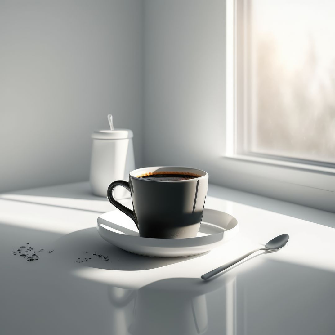 Morning Coffee Cup By Sunlit Window - Free Images, Stock Photos and Pictures on Pikwizard.com