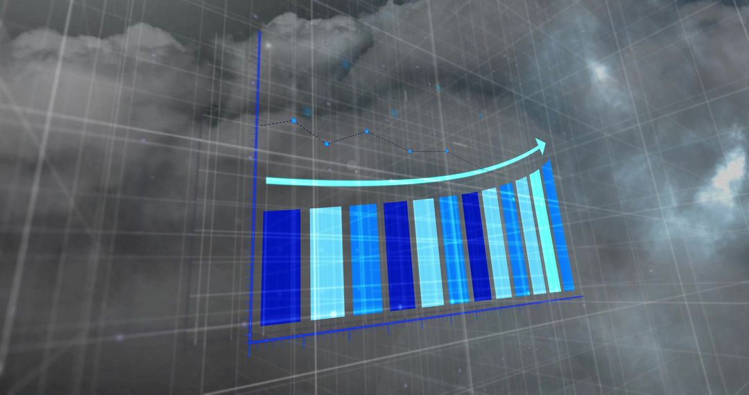 Rising Business Statistics with Stormy Sky Background