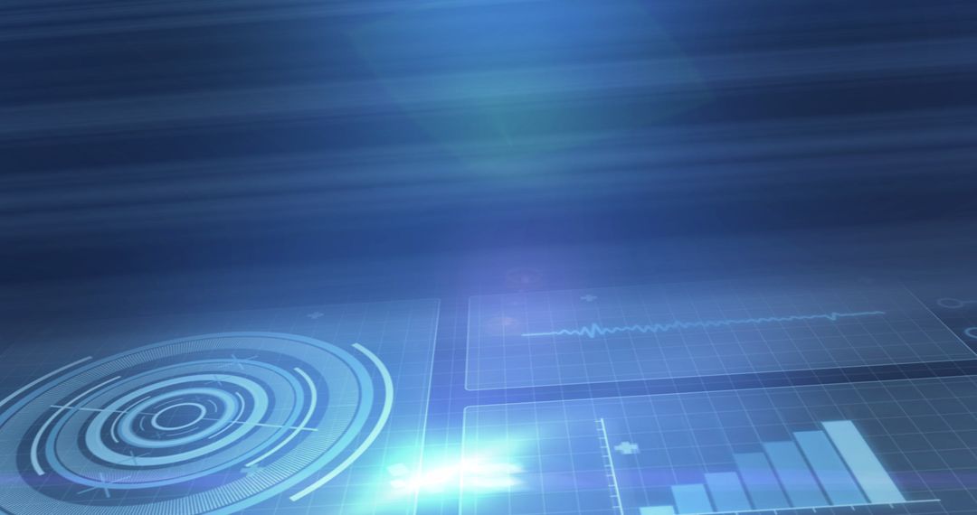 Digital Interface with Statistical Graphics and Futuristic Scanners