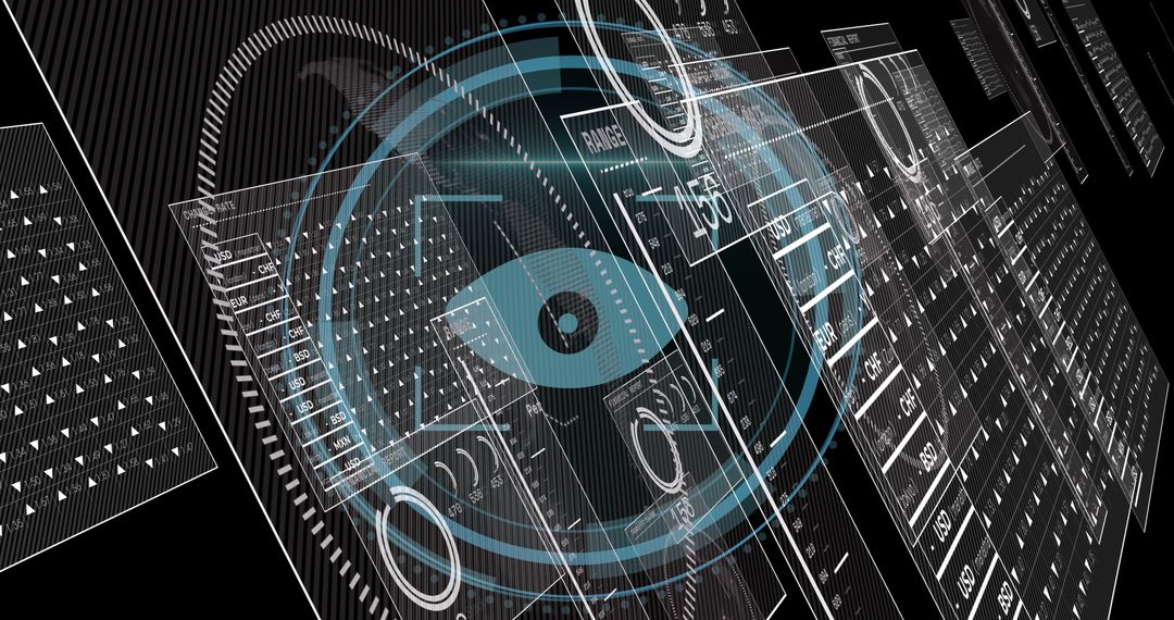 Eye Symbol on Digital Interface with Data Panels