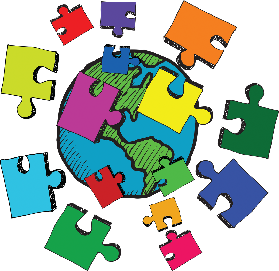 Colorful Jigsaw Puzzle Pieces and Transparent Earth Illustration - Download Free Stock Images Pikwizard.com