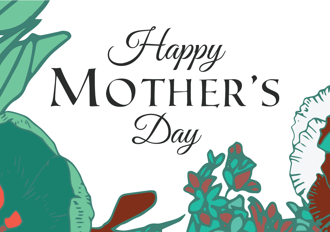 Elegant Mother's Day Text with Floral Art Transparent Design