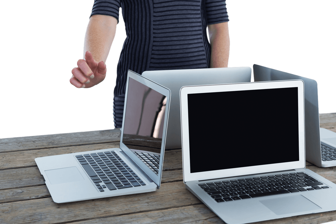 Transparent Tech Interaction with Laptops on Wood Table