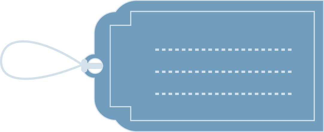 Blue Tag Graphic with Copy Space on Transparent Background