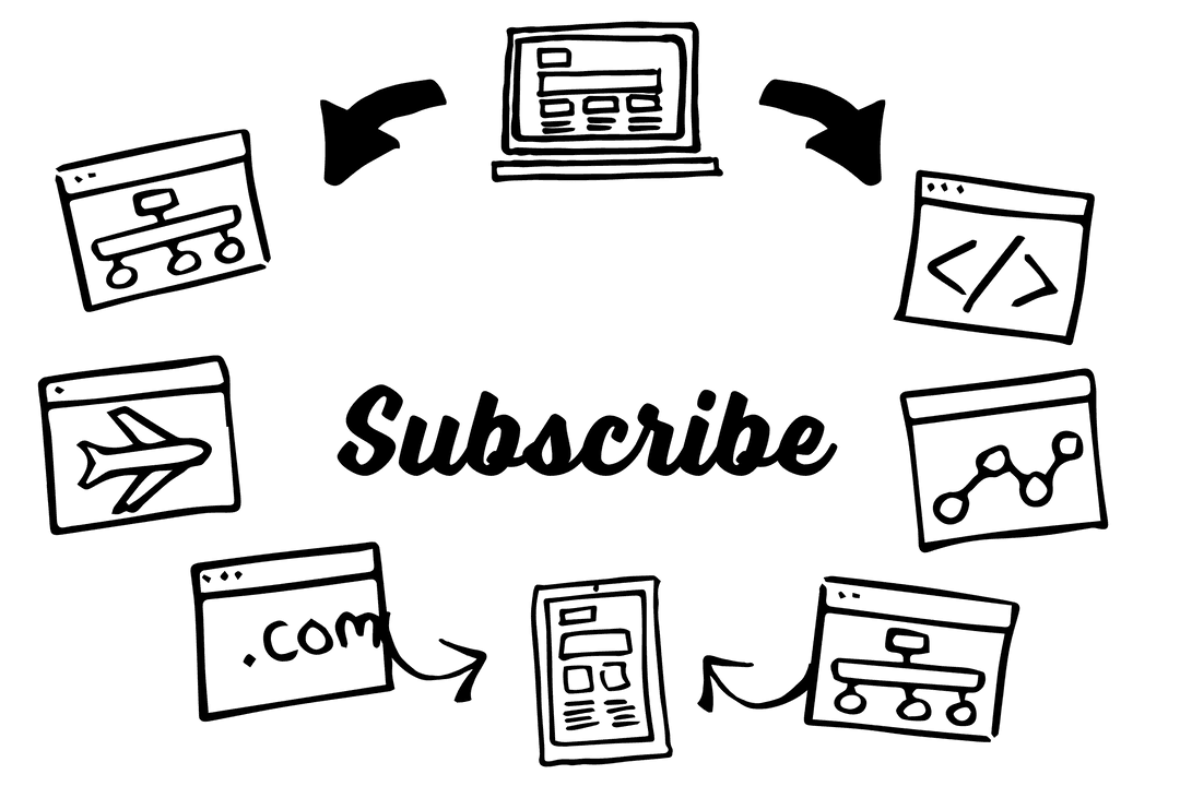 Transparent Subscribe Text with Digital Interface Illustrations