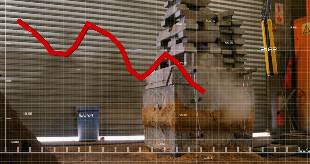 Industrial Forging Process Overlay with Red Line Graph