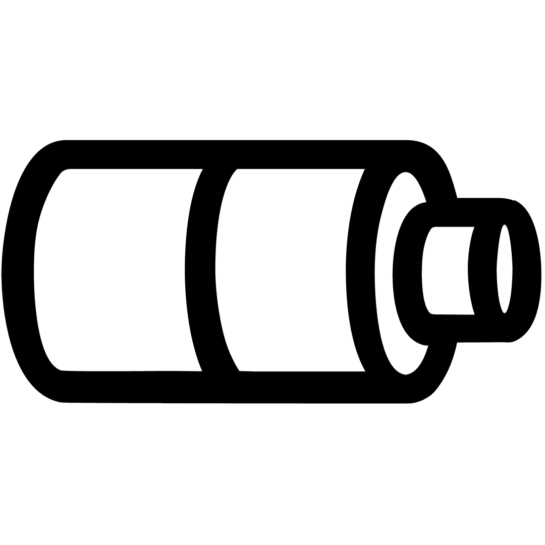 Transparent Black Battery Icon on Clear Background