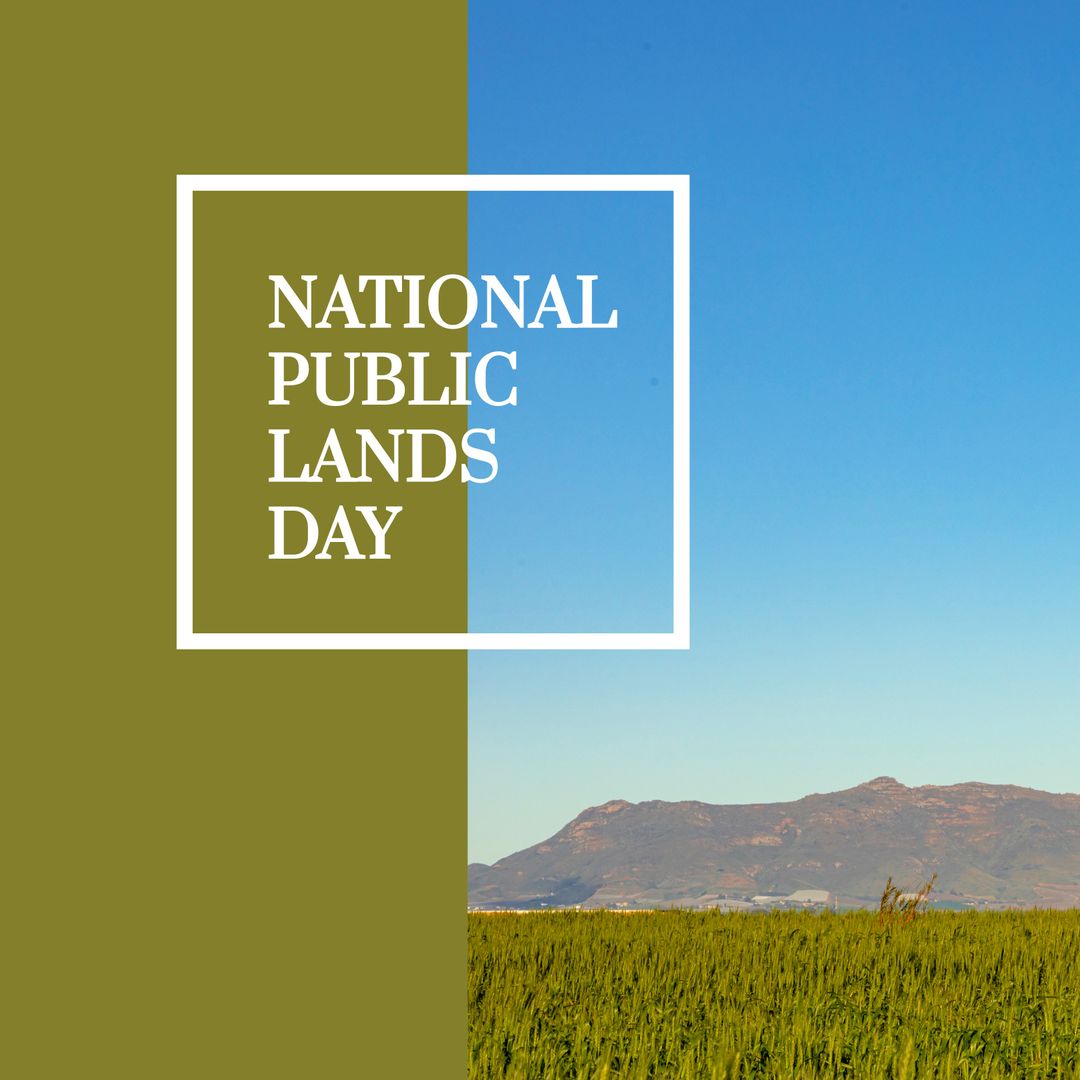 National Public Lands Day Celebration Message Over Mountain Field