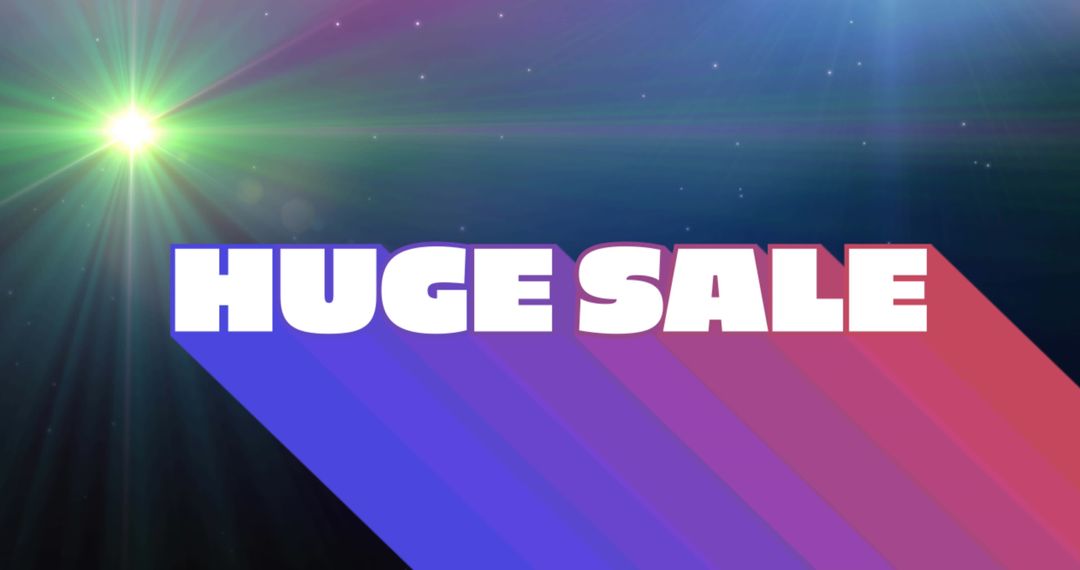 Retro Huge Sale with Rainbow Shadow and Green Light