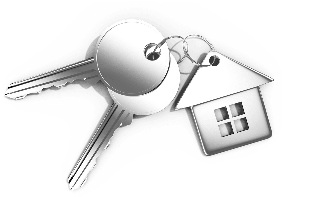 Transparent House Key Chain with Shiny Metallic Keys