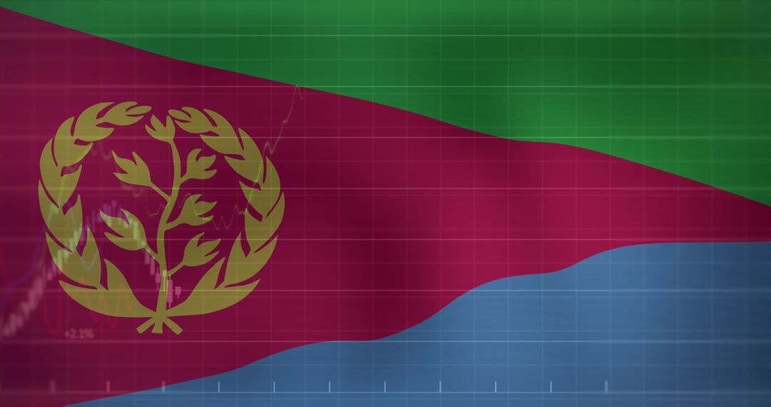 Eritrea Flag Overlay on Digital Financial Data Background