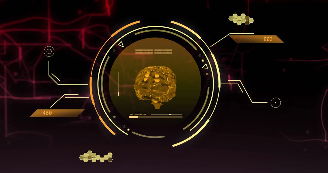 Futuristic Digital Brain Scan Interface with Tech Elements