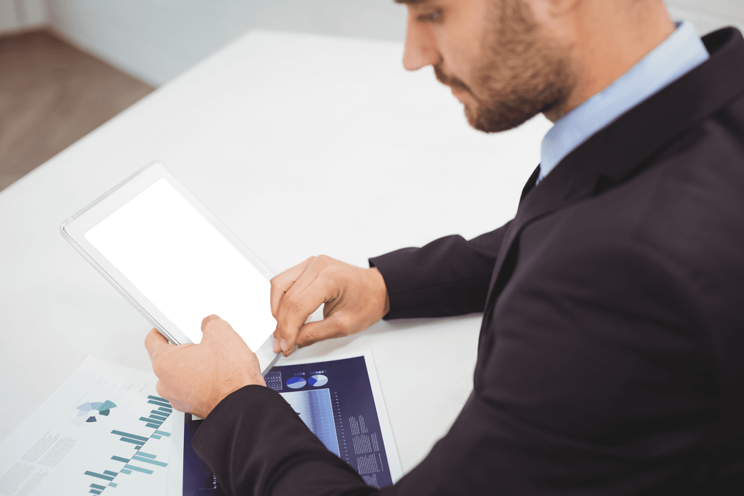 Transparent Screen on Digital Tablet in Business Meeting
