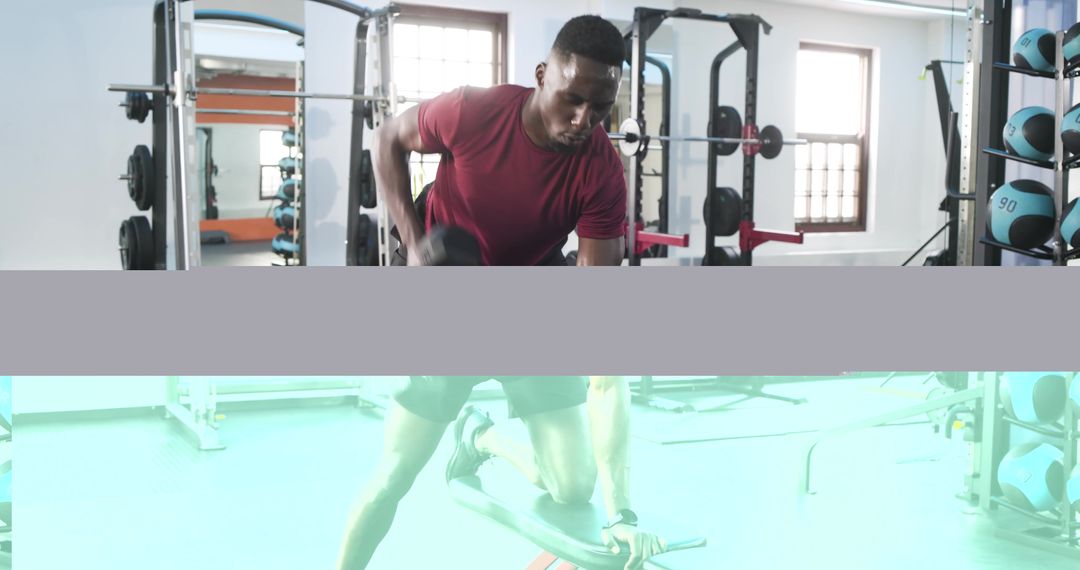 Lifting Dumbbell on Adjustable Bench at Modern Gym